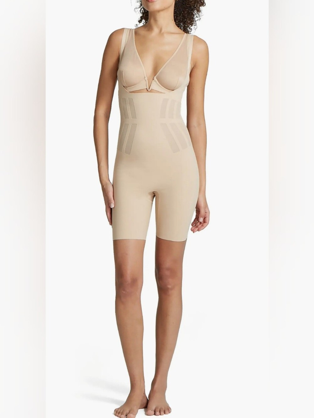 Commando Beige Luxe Control High Waist Open Bust Body Suit- Medium